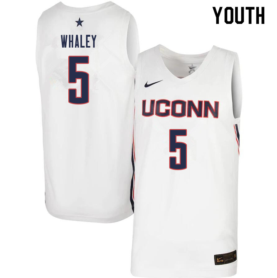 Youth #5 Isaiah Whaley Uconn Huskies College Basketball Jerseys Sale-White
